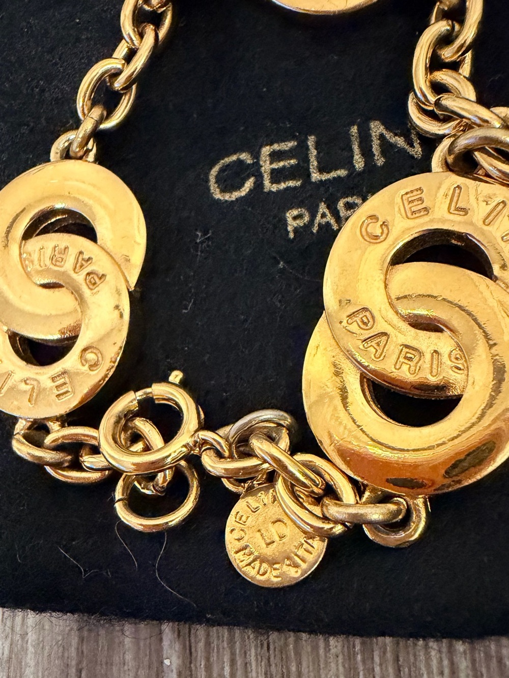 RareVintage CELINE Gold-Tone Logo Bracelet - Picture 5 of 7